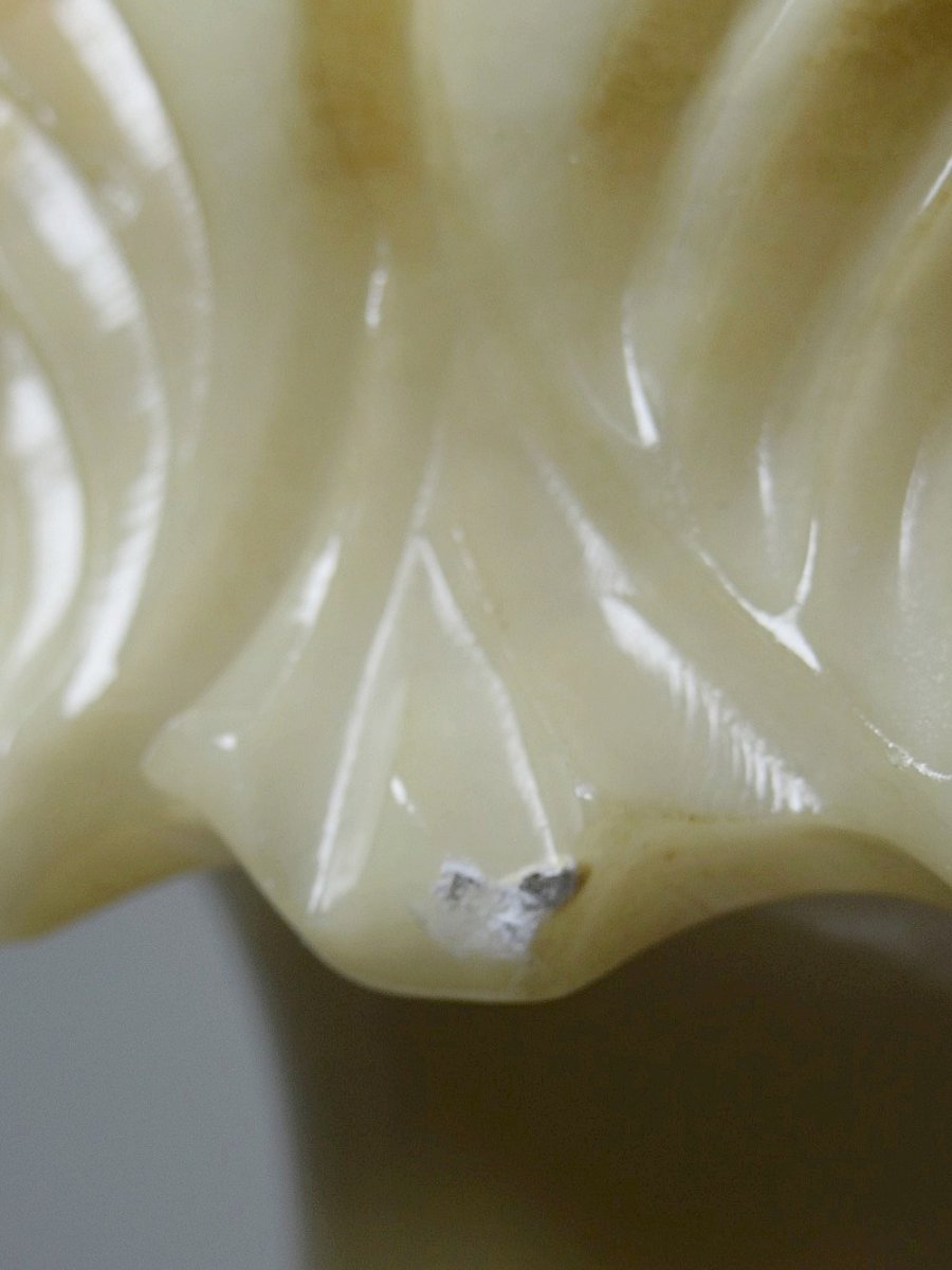 Corps de lampe, potiche, jardinière Médicis en albatre blanc beige Italie XXe-photo-4