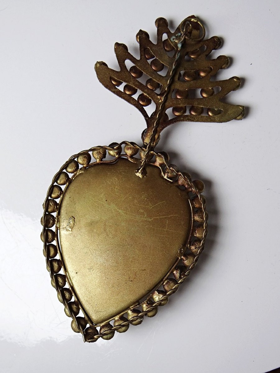 Ex-voto mural cœur enflammé de Marie pomponne et pierres du Rhin, XIXe-XXe-photo-6