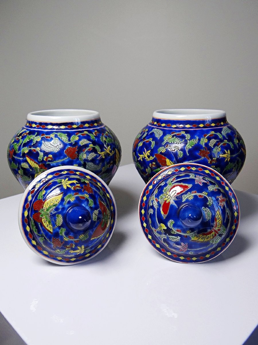 2 Pots à Gingembre chinois porcelaine émaillée main XXe-photo-3