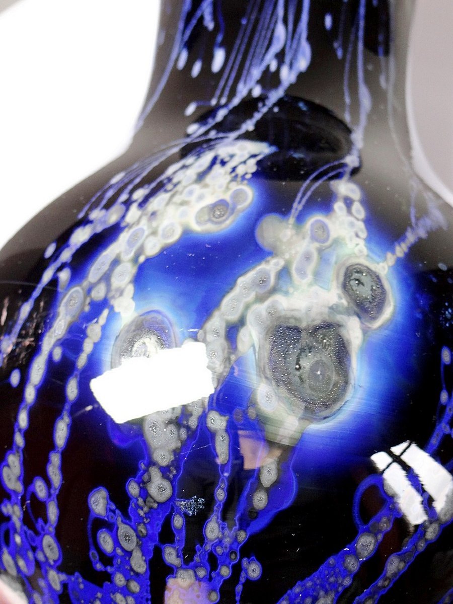 Large Purple Art Glass Vase With Silver Inclusions, 1960-1970, Studio Glass-photo-4