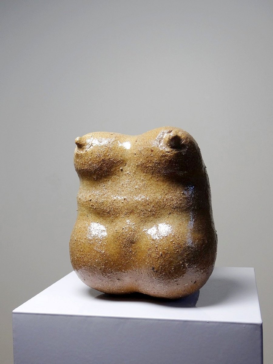 Petite Vénus sculpturale en grès, buste de femme, signé, années 90-photo-3