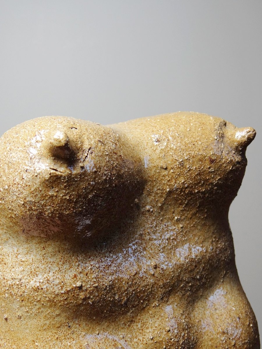 Petite Vénus sculpturale en grès, buste de femme, signé, années 90-photo-6