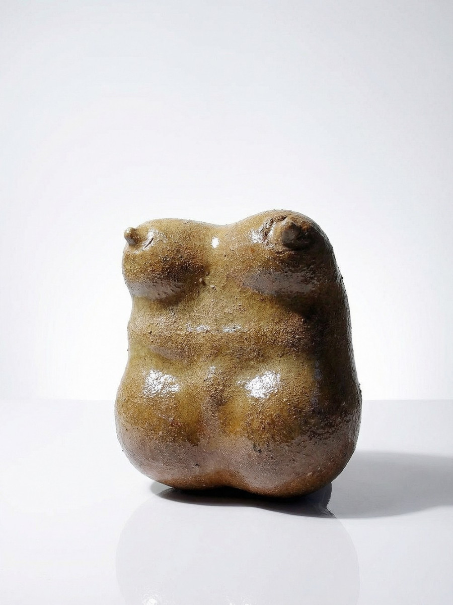 Petite Vénus sculpturale en grès, buste de femme, signé, années 90