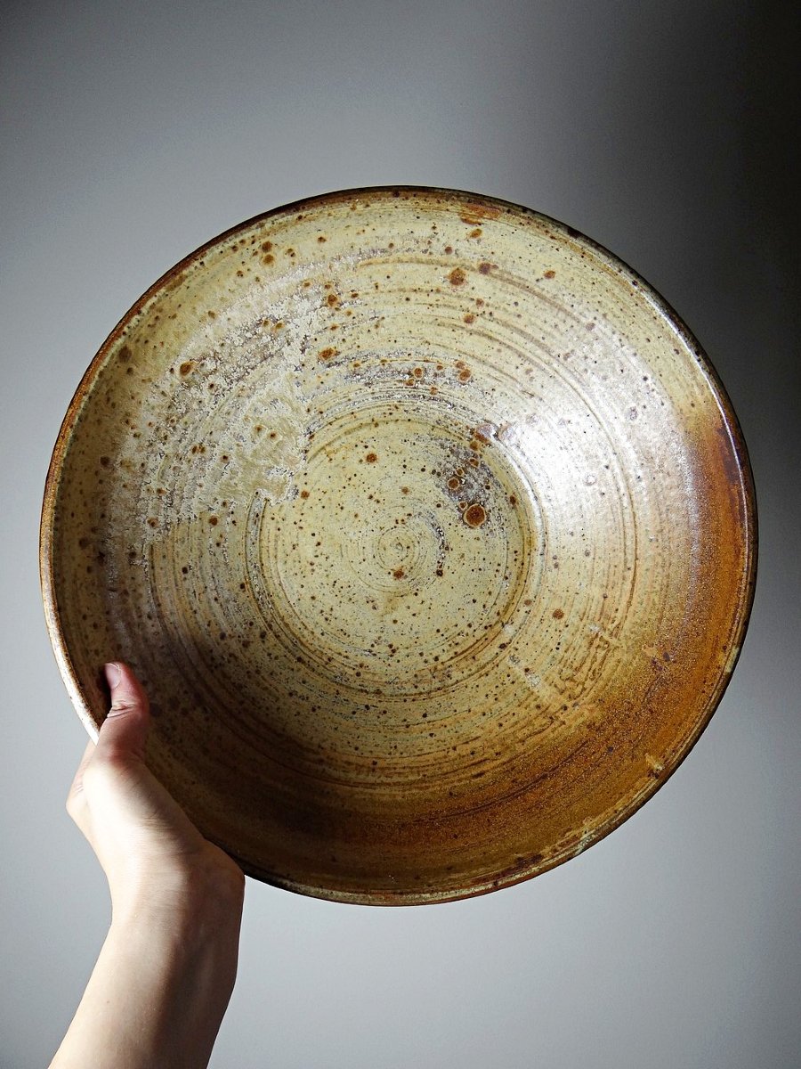 Large Stoneware Fruit Bowl From Puisaye, 20th Century, Attributed To Jean-pierre Prudhomme-photo-2