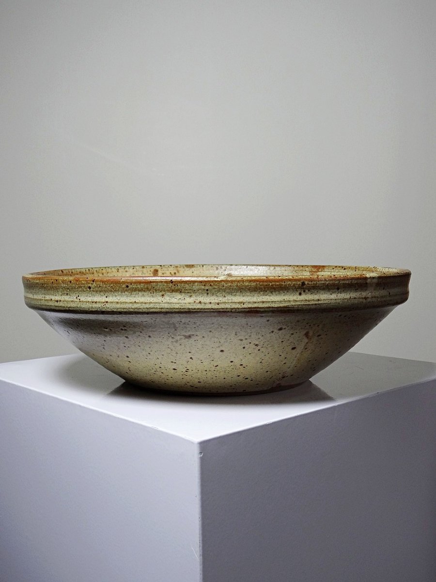 Large Stoneware Fruit Bowl From Puisaye, 20th Century, Attributed To Jean-pierre Prudhomme-photo-3