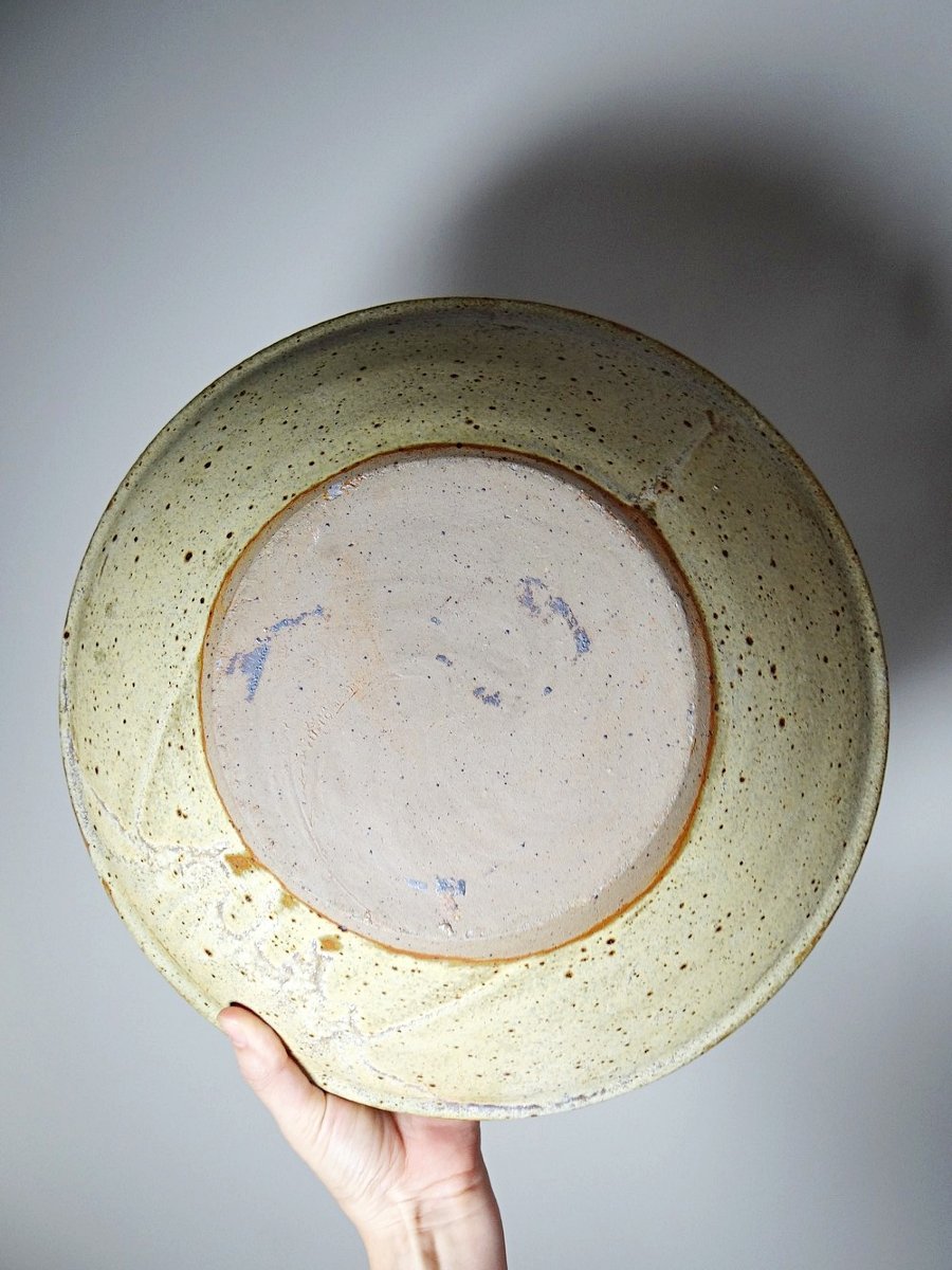 Large Stoneware Fruit Bowl From Puisaye, 20th Century, Attributed To Jean-pierre Prudhomme-photo-4