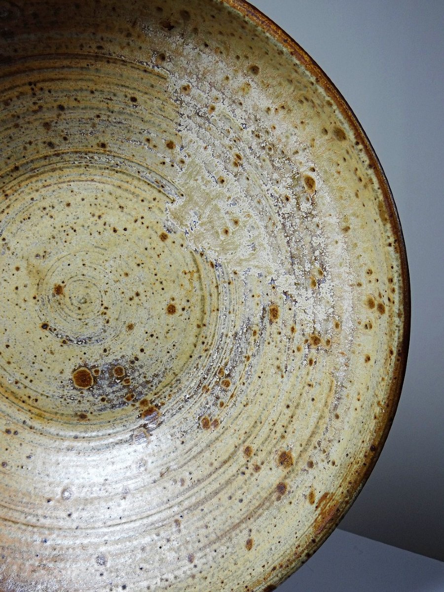 Large Stoneware Fruit Bowl From Puisaye, 20th Century, Attributed To Jean-pierre Prudhomme-photo-7