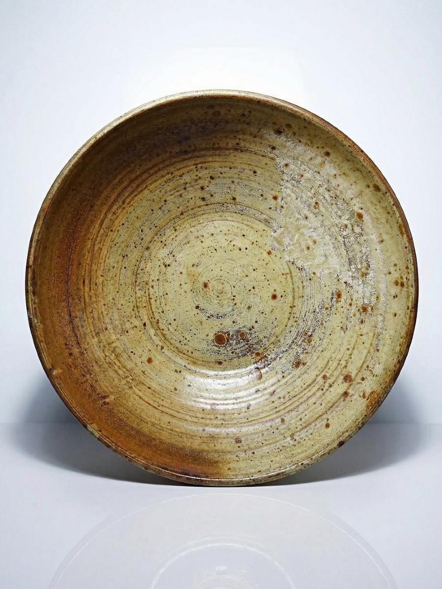 Large Stoneware Fruit Bowl From Puisaye, 20th Century, Attributed To Jean-pierre Prudhomme