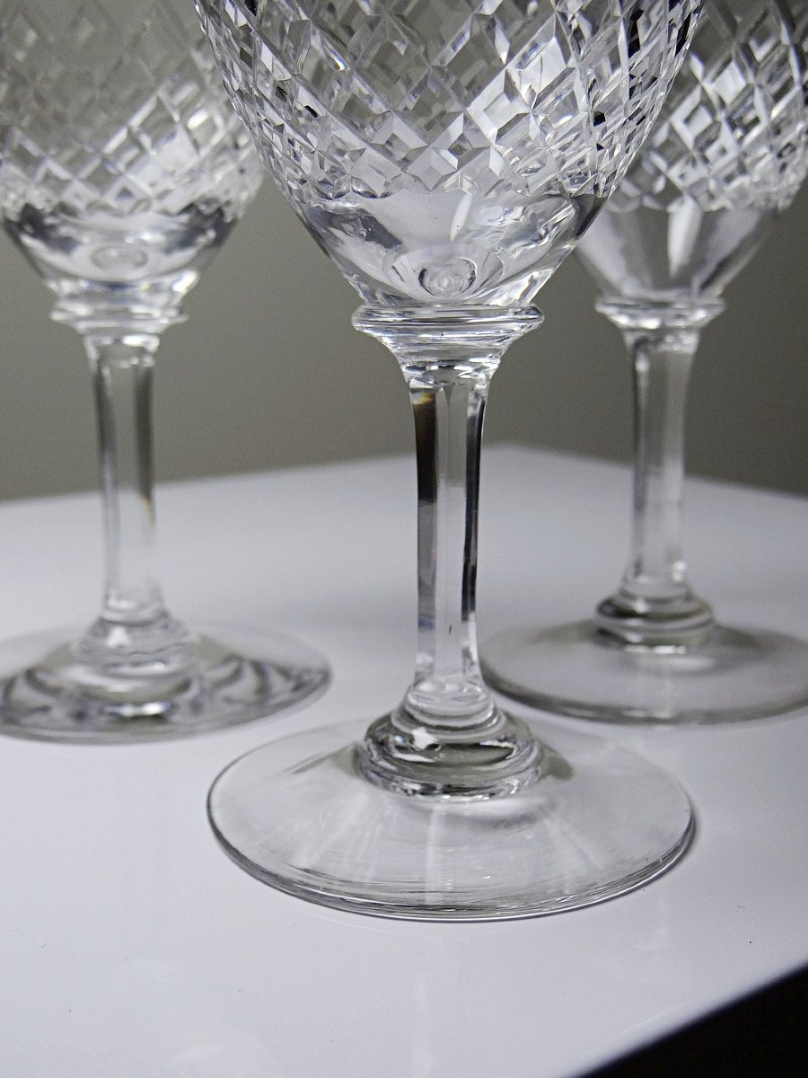 Trio Of Fine Crystal Port Or Aperitif Glasses, Saint-louis Style, Baccarat... 1950-1970-photo-3