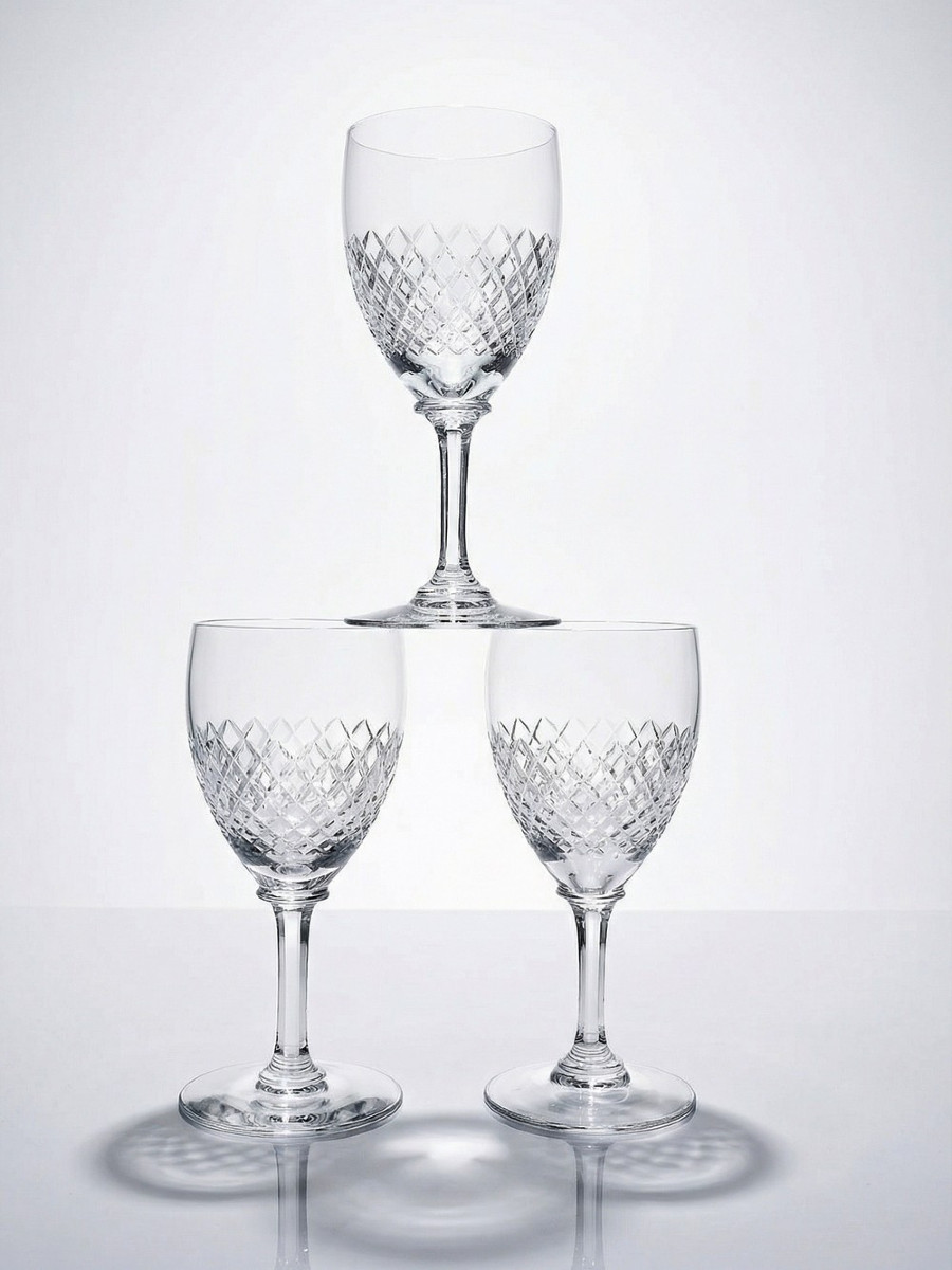 Trio Of Fine Crystal Port Or Aperitif Glasses, Saint-louis Style, Baccarat... 1950-1970