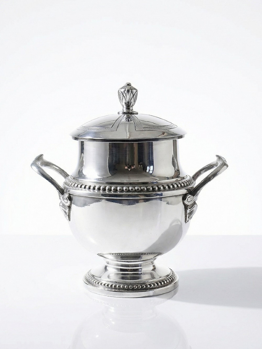 Sucrier en métal argenté ancien années XIXe-XXe 1880-1930