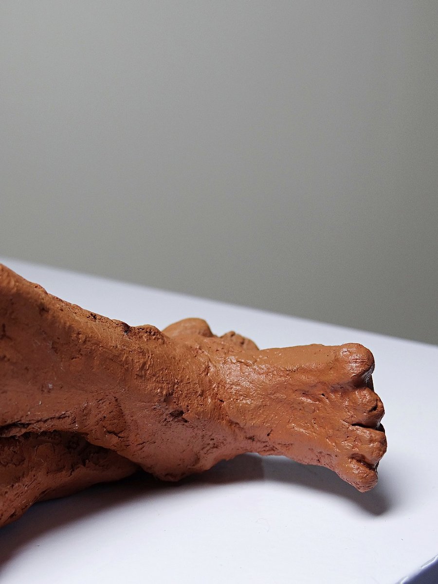 Signed, Raw Terracotta Sculpture Of A Reclining Female Nude, 1970s-1980s-photo-6