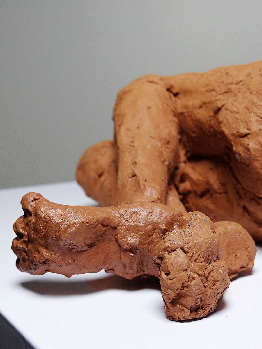 Signed, Raw Terracotta Sculpture Of A Reclining Female Nude, 1970s-1980s-photo-7
