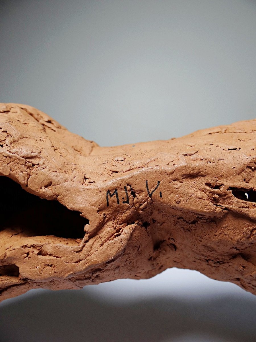 Signed, Raw Terracotta Sculpture Of A Reclining Female Nude, 1970s-1980s-photo-8