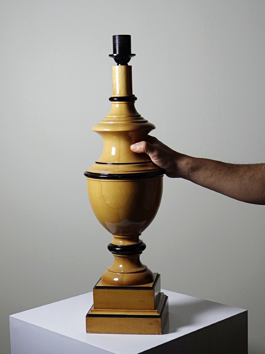 Lampe Le Dauphin modèle "Verdennes" bois tourné, années 70-photo-4