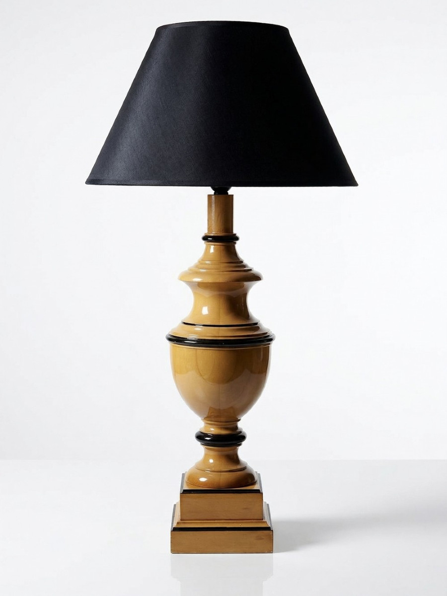 Lampe Le Dauphin modèle "Verdennes" bois tourné, années 70