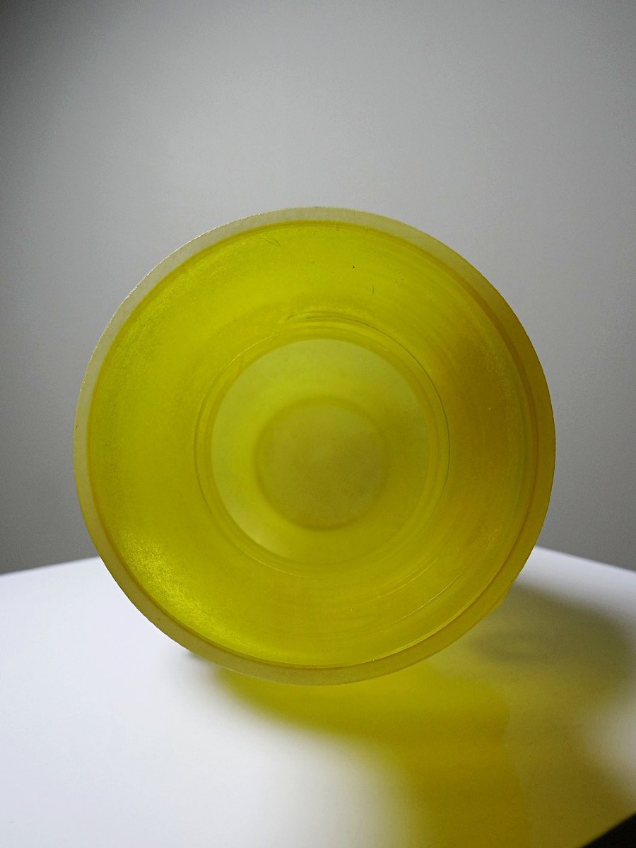 Murano Scavo Yellow Baluster Vase, Seguso Style Frosted Glass, Vintage 1960-photo-2