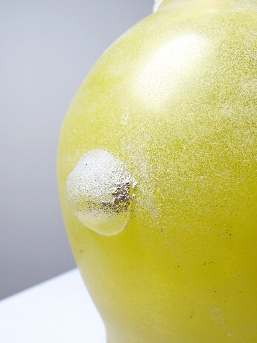 Murano Scavo Yellow Baluster Vase, Seguso Style Frosted Glass, Vintage 1960-photo-3