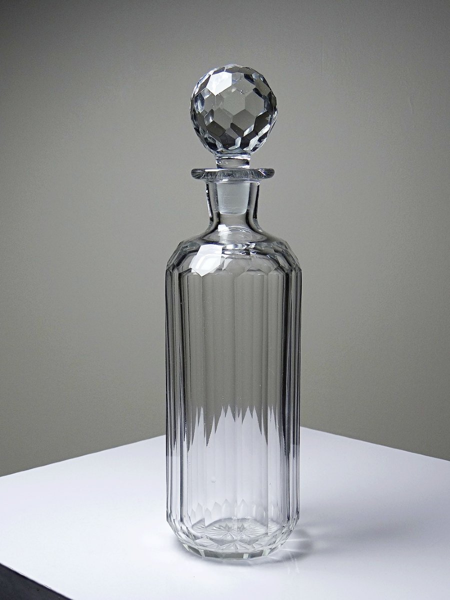 Carafe à whisky cristal taillé à pans coupés ancienne 1920-1930, style Baccarat-photo-4