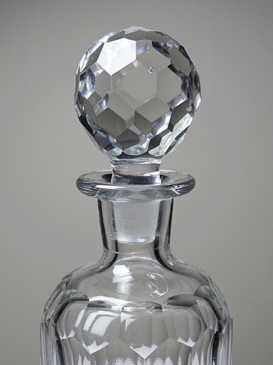 Carafe à whisky cristal taillé à pans coupés ancienne 1920-1930, style Baccarat-photo-1