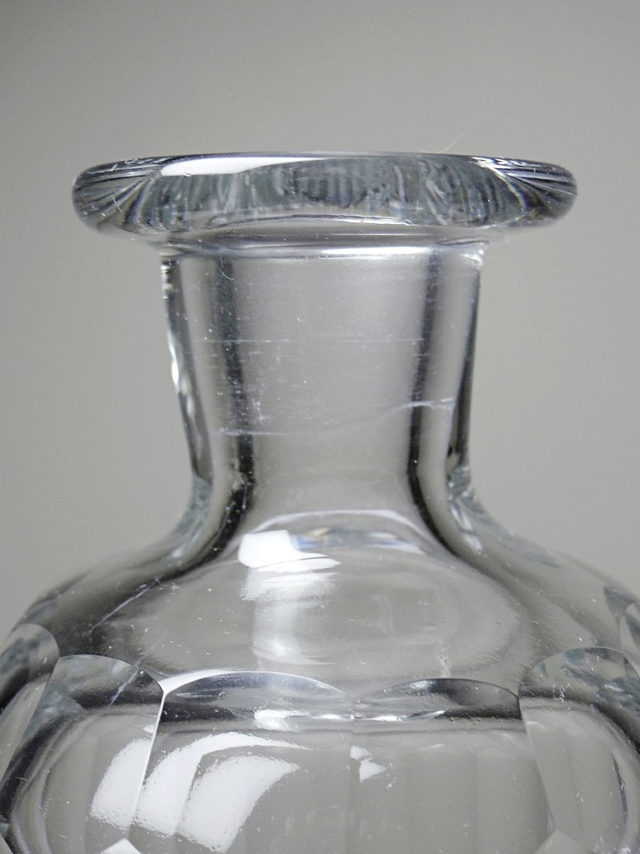 Carafe à whisky cristal taillé à pans coupés ancienne 1920-1930, style Baccarat-photo-5