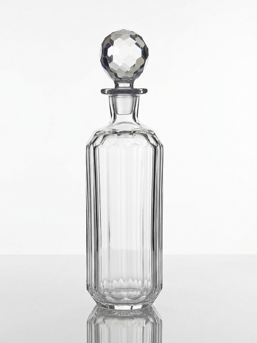 Carafe à whisky cristal taillé à pans coupés ancienne 1920-1930, style Baccarat