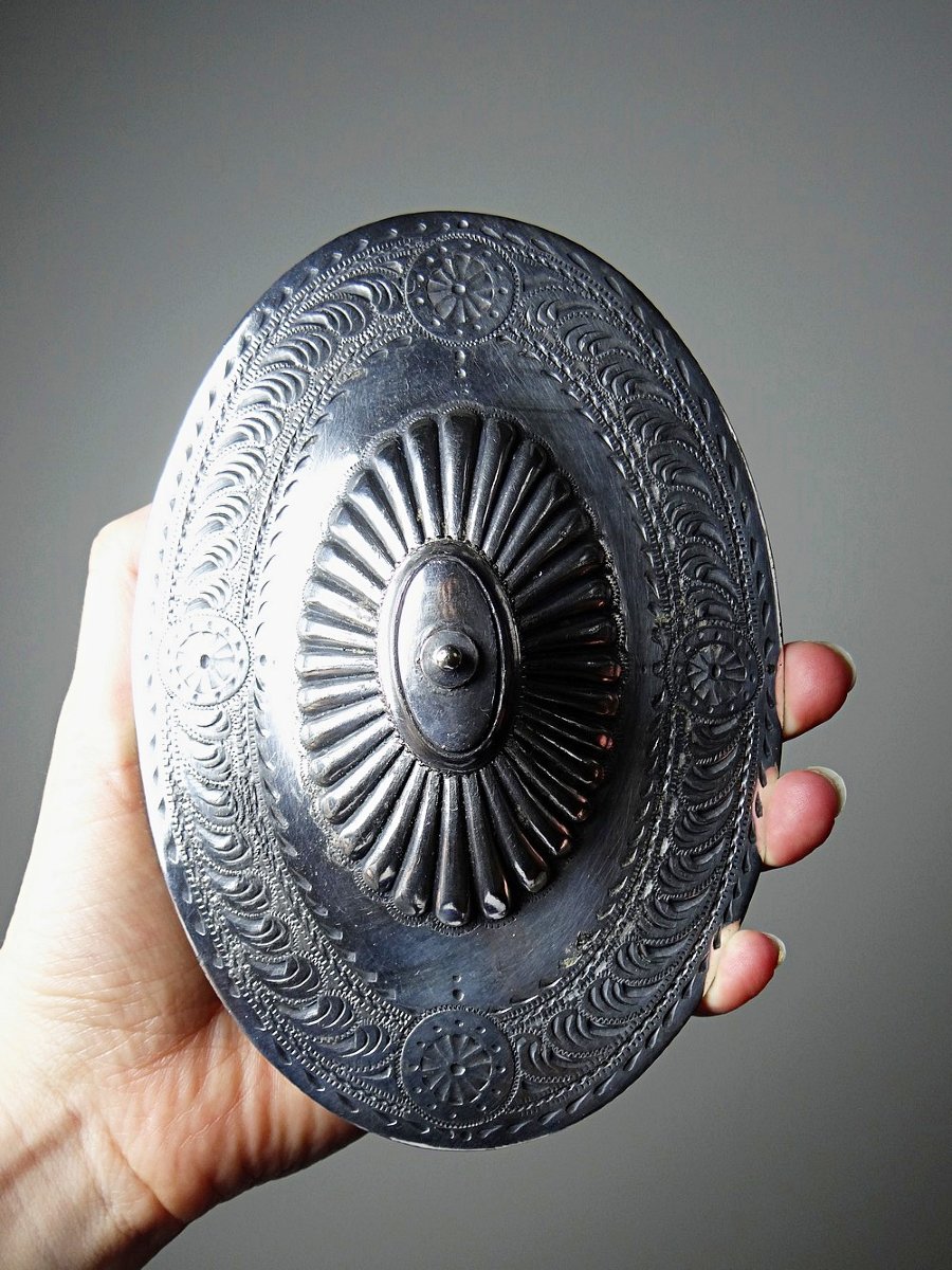 Victorian Bonbonnière, Attributed To George T. & Co., Cobalt Glass And Silver-plated Metal, 19th Century-photo-6