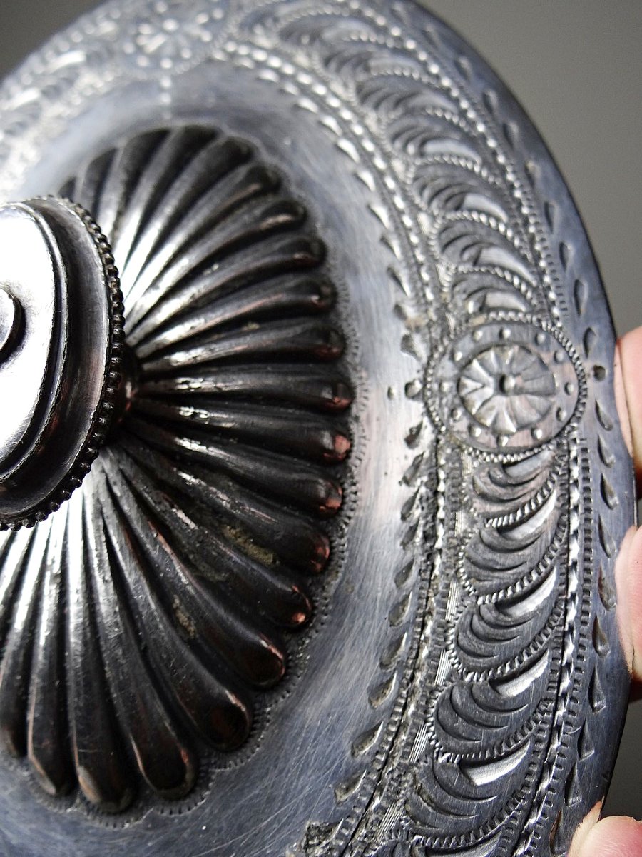 Victorian Bonbonnière, Attributed To George T. & Co., Cobalt Glass And Silver-plated Metal, 19th Century-photo-7