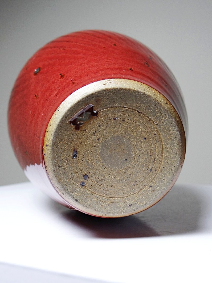 Oxblood-blood Glazed Stoneware Vase With Twisted Ribs, 20th-century Workshop Piece-photo-4