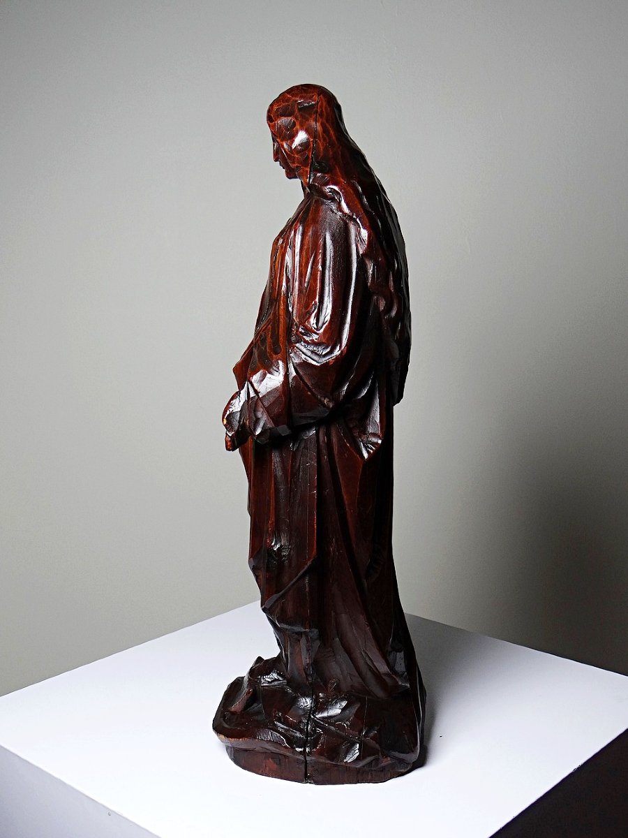 Sculpture religieuse Vierge ancienne en bois sculpté, Immaculée Conception-photo-8