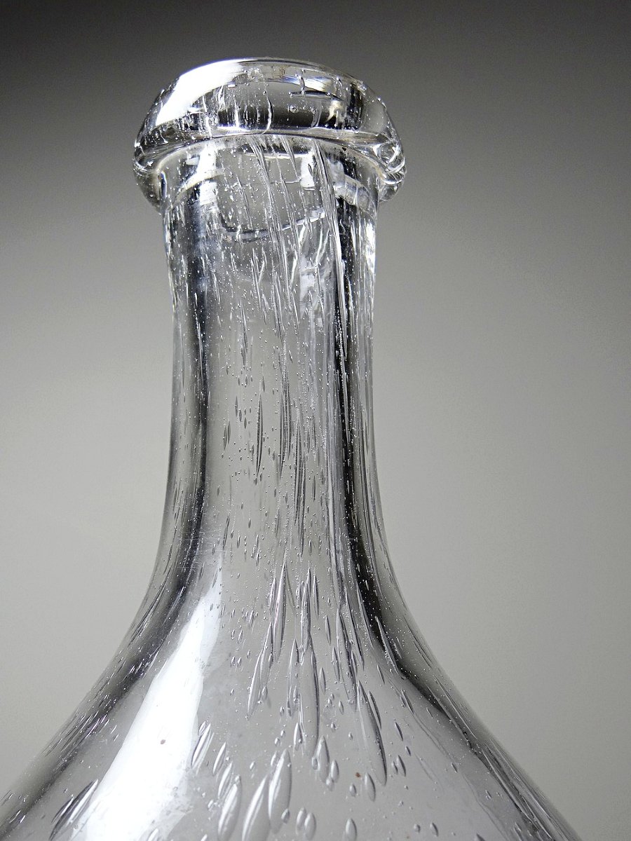 Antique Bottle In Blown Glass With Bubbles, Early 20th Century, 1900-1920-photo-5