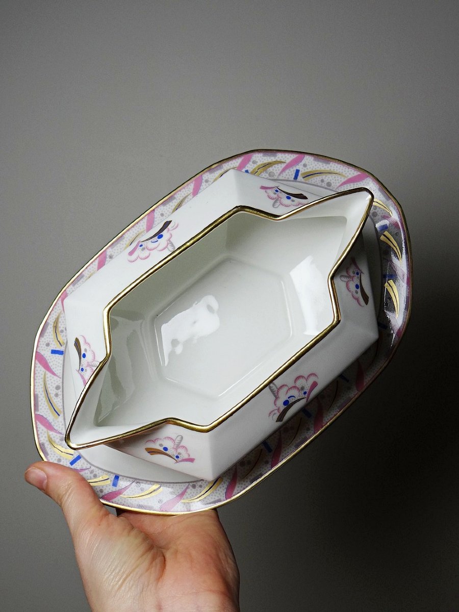 Saucière Art Déco porcelaine de Limoges Bernardaud B&Co Unique 1930-1940-photo-4