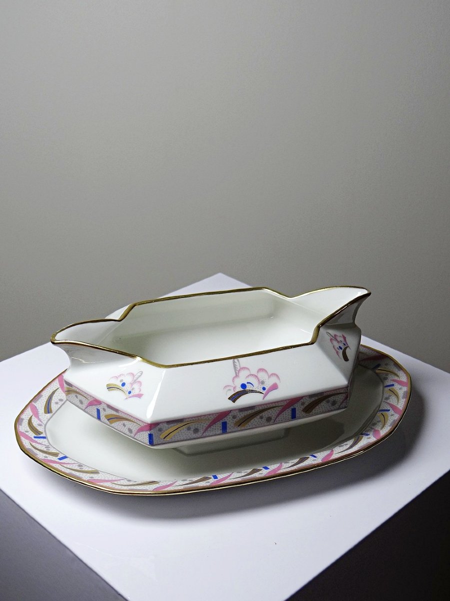Saucière Art Déco porcelaine de Limoges Bernardaud B&Co Unique 1930-1940-photo-5