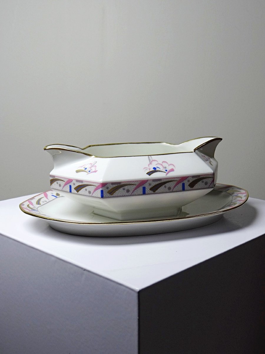 Saucière Art Déco porcelaine de Limoges Bernardaud B&Co Unique 1930-1940-photo-6