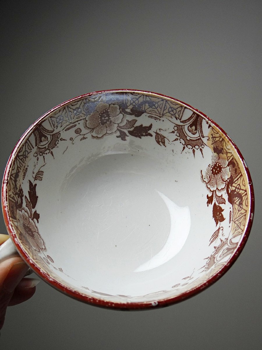 Sarreguemines Kyoto Tea Service, 1900-1920, 5 Cups, 6 Japanese-style Saucers-photo-5