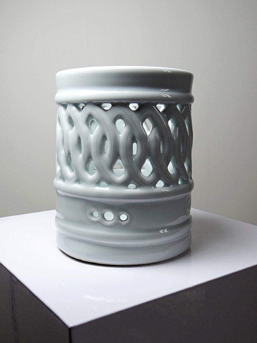 Porte-pinceaux porcelaine réticulée céladon Corée style Joseon XXe-photo-1