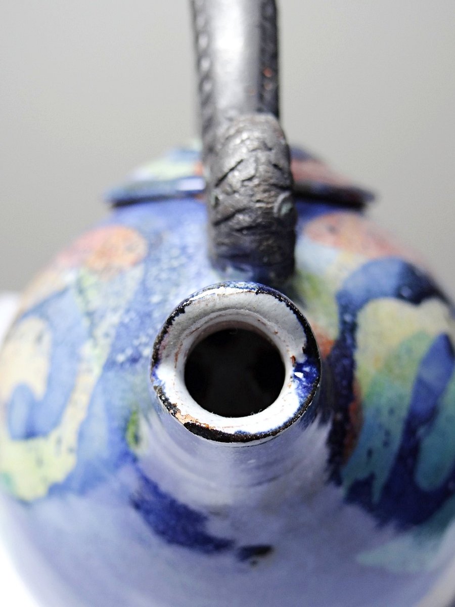 Terracotta Teapot, Us Studio, 1950s-1970s Era, David Constantine White-photo-4