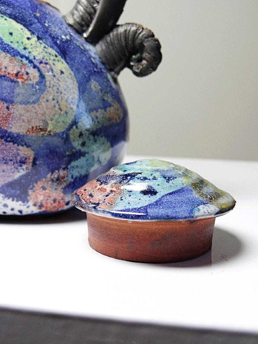 Terracotta Teapot, Us Studio, 1950s-1970s Era, David Constantine White-photo-7