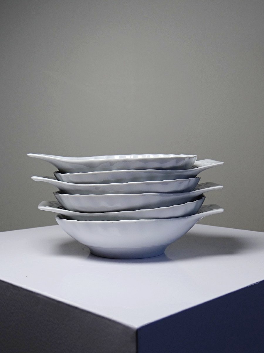 Suite de 6 coupelles coquilles en porcelaine de Limoges Philippe Deshoulières XXe-photo-5