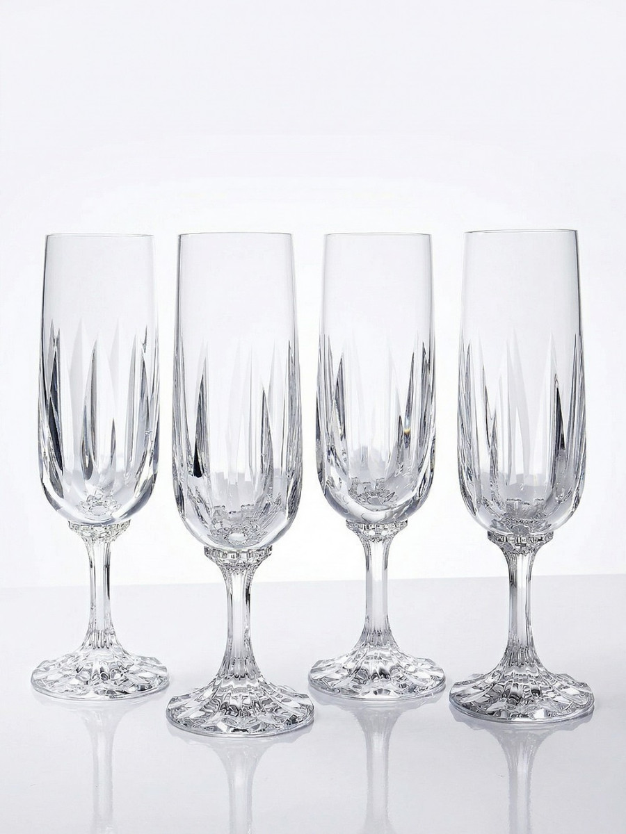 4 Villeroy & Boch Cut Crystal Champagne Flutes From The 70s And 90s