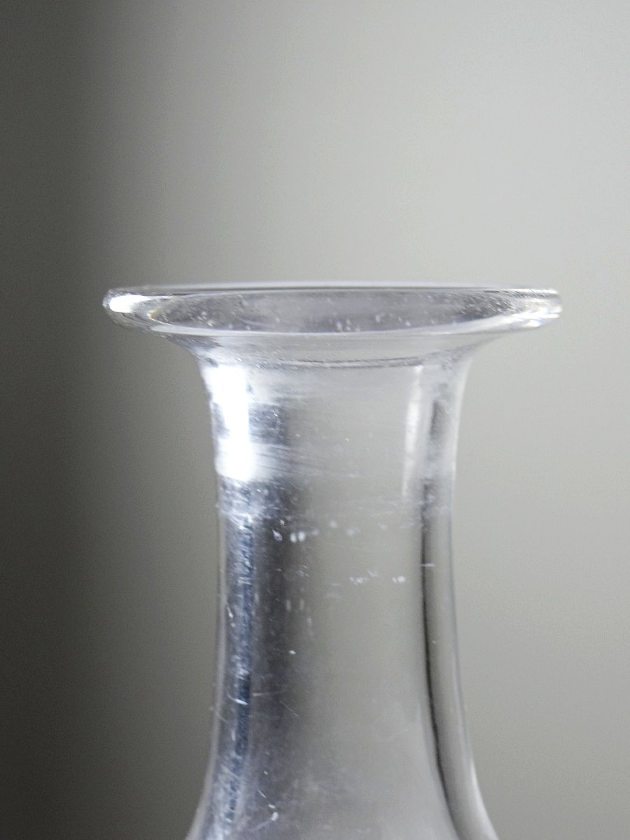 Carafe ancienne en cristal gravé, décor végétal, Bohème XIX-XXe-photo-3