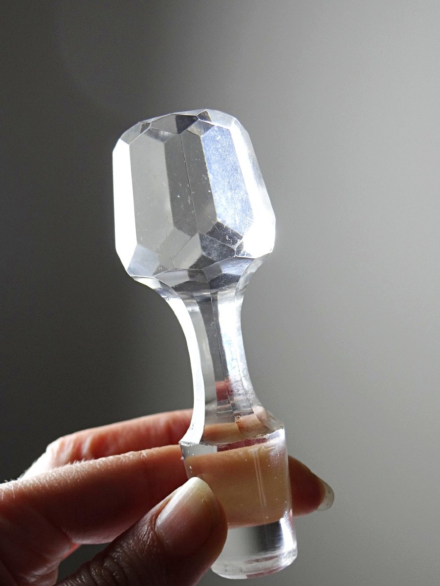 Carafe ancienne en cristal gravé, décor végétal, Bohème XIX-XXe-photo-4