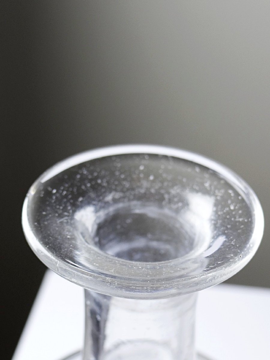 Carafe ancienne en cristal gravé, décor végétal, Bohème XIX-XXe-photo-5