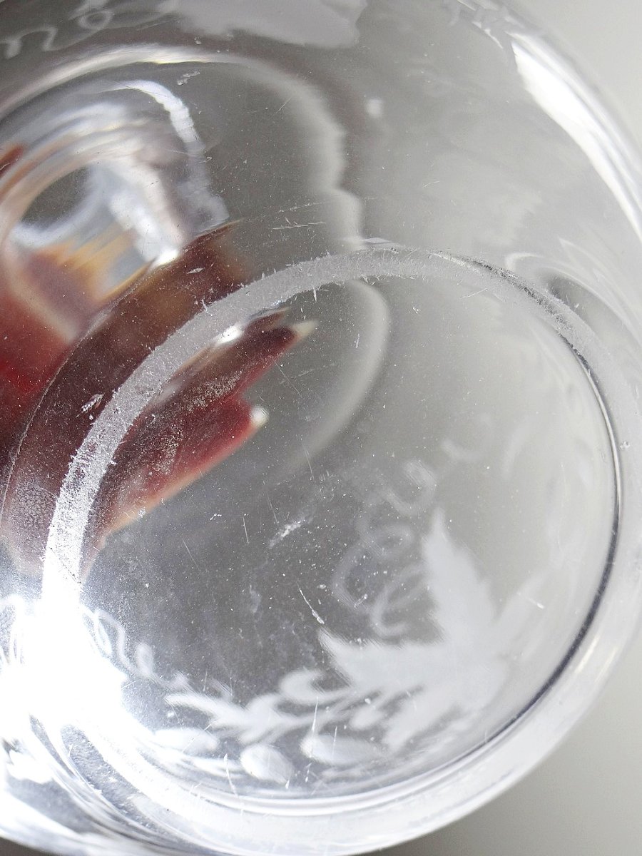 Carafe ancienne en cristal gravé, décor végétal, Bohème XIX-XXe-photo-7