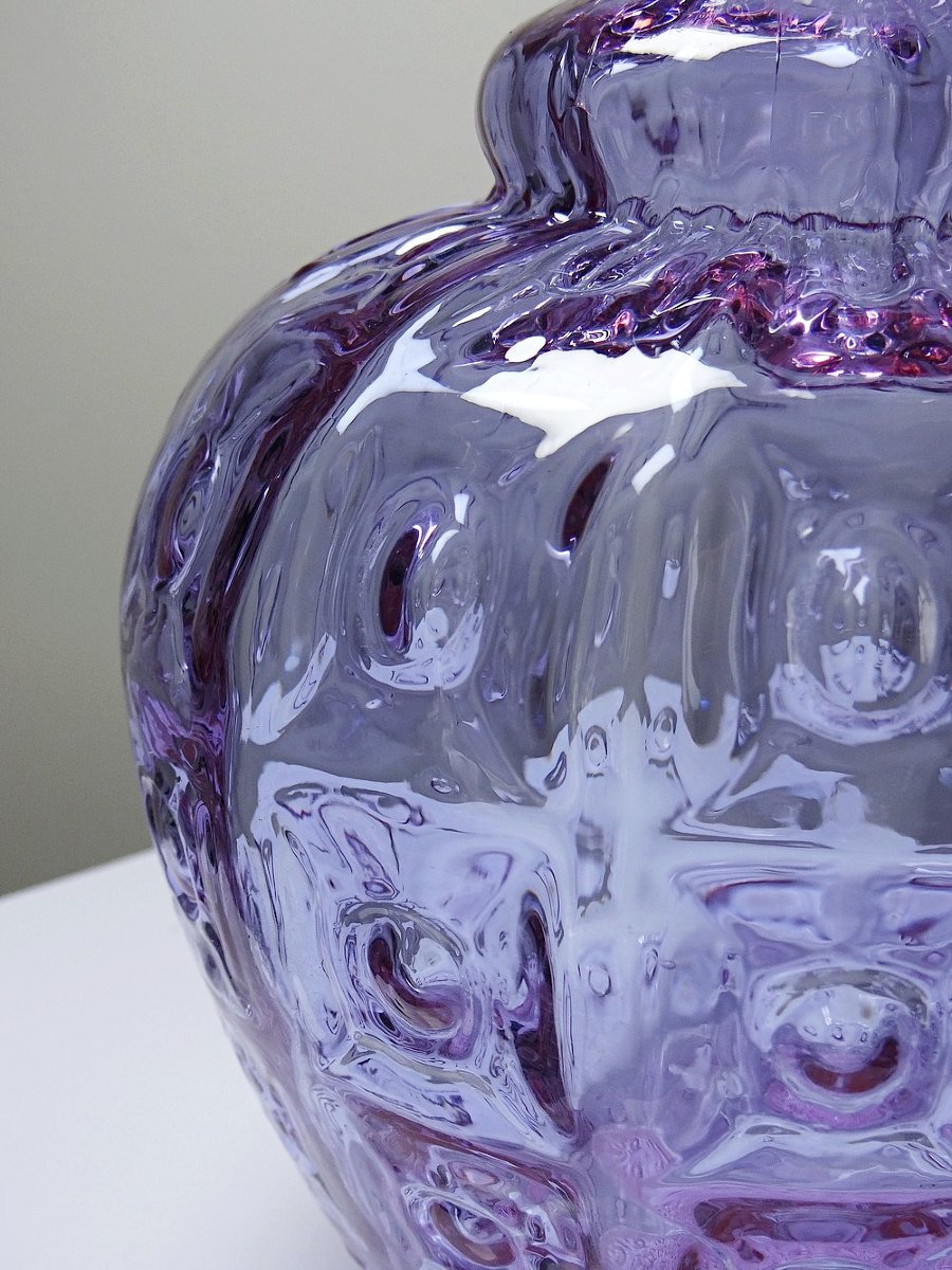 Vase Empoli verre Alexandrite du bleu au rose, grand modèle années 60-photo-2