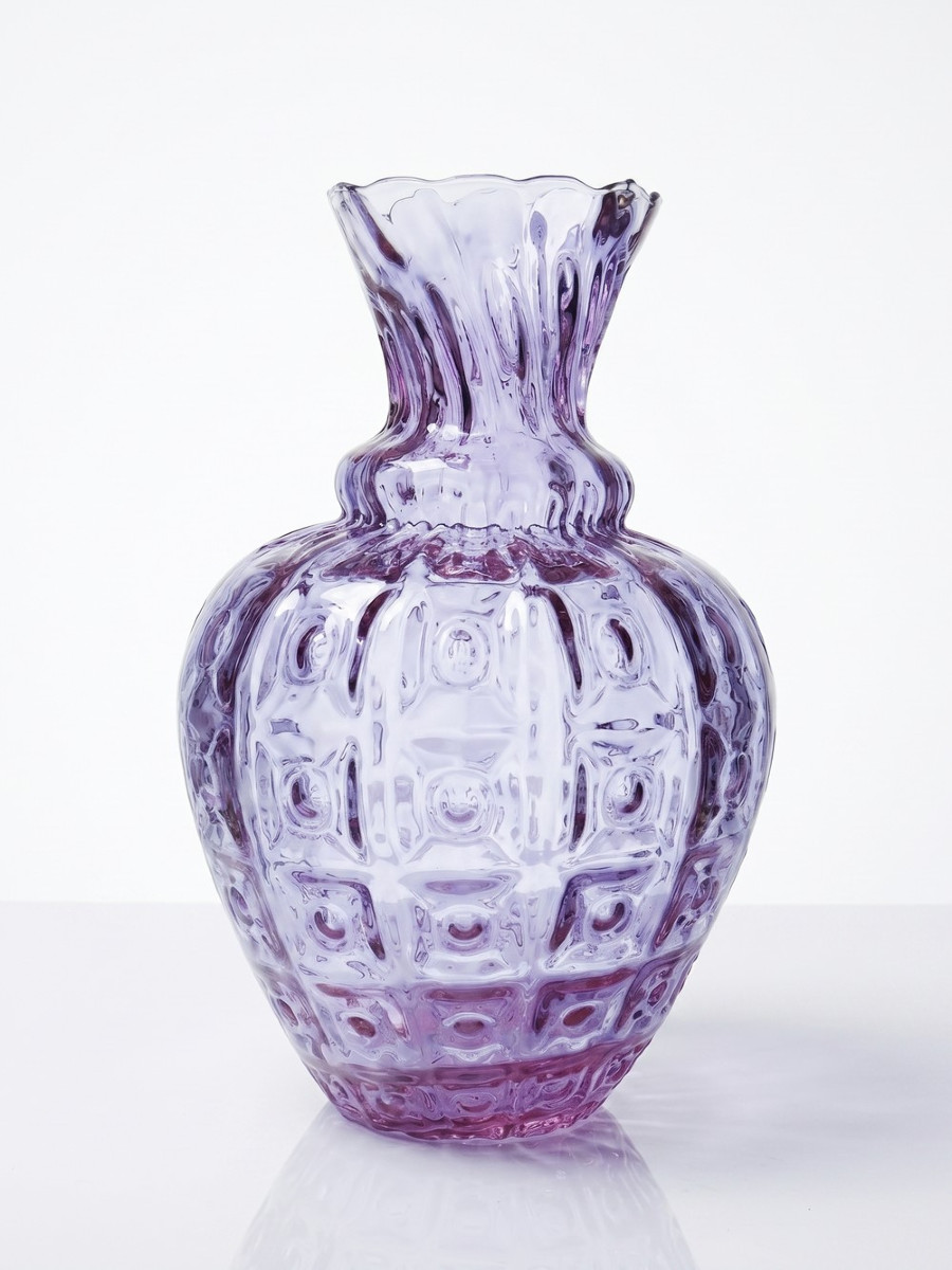 Vase Empoli verre Alexandrite du bleu au rose, grand modèle années 60