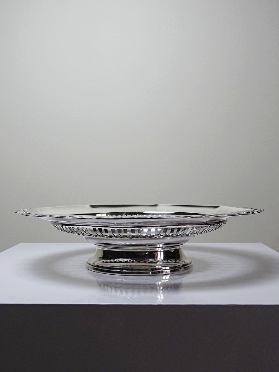Large Silver-plated Openwork Bowl, Dechamps Frères Silverware-photo-3