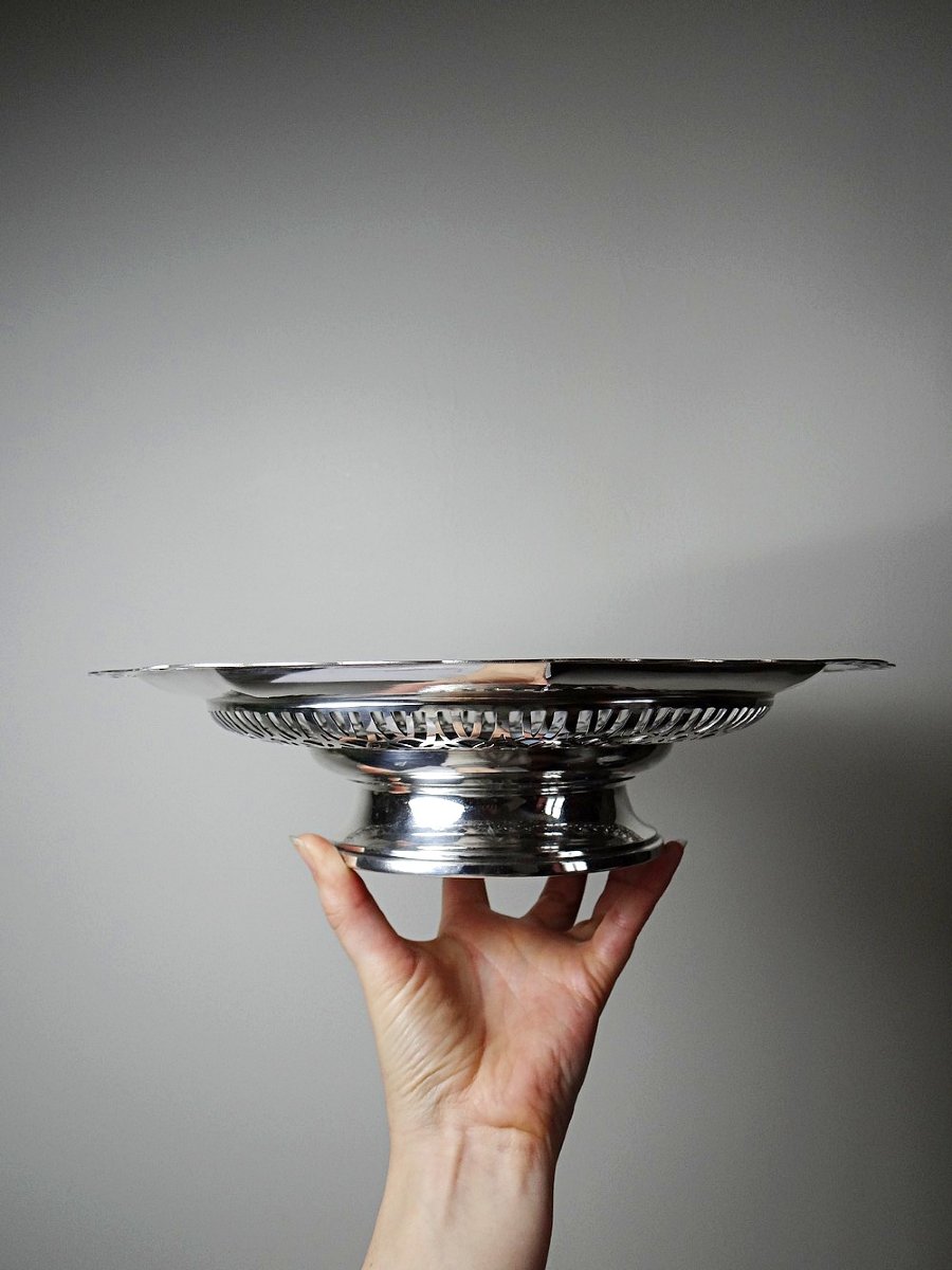 Large Silver-plated Openwork Bowl, Dechamps Frères Silverware-photo-4
