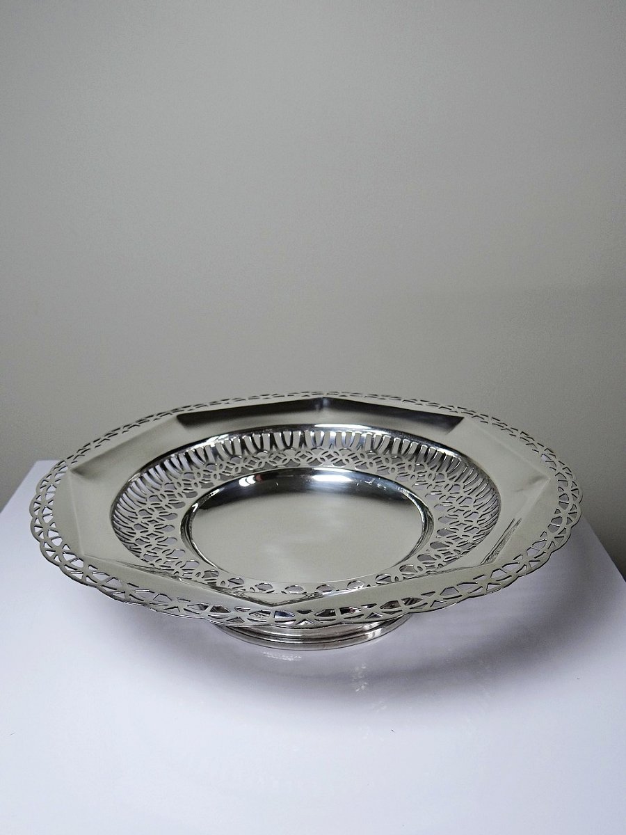 Large Silver-plated Openwork Bowl, Dechamps Frères Silverware-photo-1