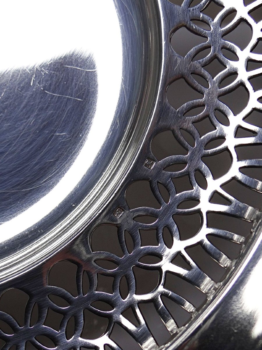 Large Silver-plated Openwork Bowl, Dechamps Frères Silverware-photo-2